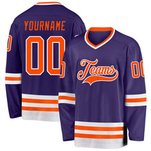 Load image into Gallery viewer, Custom Purple Orange-White Hockey Jersey