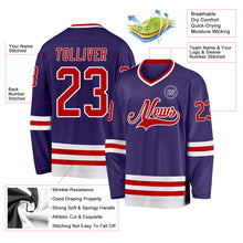 Load image into Gallery viewer, Custom Purple Red-White Hockey Jersey
