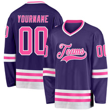 Load image into Gallery viewer, Custom Purple Pink-White Hockey Jersey