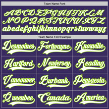 Load image into Gallery viewer, Custom Purple White-Neon Green Hockey Jersey