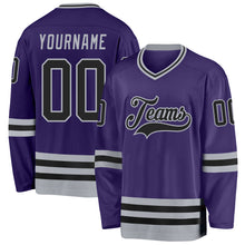 Load image into Gallery viewer, Custom Purple Black-Gray Hockey Jersey
