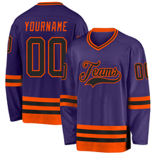 Load image into Gallery viewer, Custom Purple Black-Orange Hockey Jersey