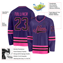 Load image into Gallery viewer, Custom Purple Black-Pink Hockey Jersey