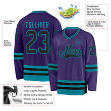 Load image into Gallery viewer, Custom Purple Black-Teal Hockey Jersey