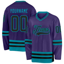 Load image into Gallery viewer, Custom Purple Black-Teal Hockey Jersey
