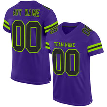 Load image into Gallery viewer, Custom Purple Black-Neon Green Mesh Authentic Football Jersey