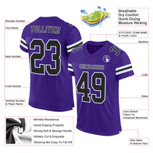 Load image into Gallery viewer, Custom Purple Black-White Mesh Authentic Football Jersey