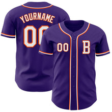 Load image into Gallery viewer, Custom Purple White-Orange Authentic Baseball Jersey
