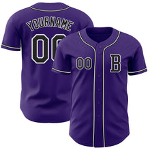 Load image into Gallery viewer, Custom Purple Black-White Authentic Baseball Jersey