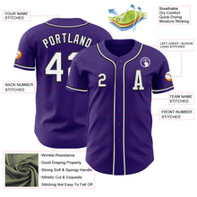 Load image into Gallery viewer, Custom Purple White-Black Authentic Baseball Jersey