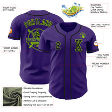 Load image into Gallery viewer, Custom Purple Black-Neon Green Authentic Baseball Jersey