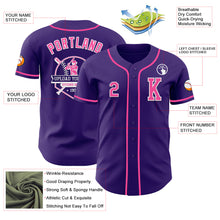 Load image into Gallery viewer, Custom Purple Pink-White Authentic Baseball Jersey