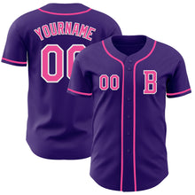 Load image into Gallery viewer, Custom Purple Pink-White Authentic Baseball Jersey