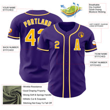 Load image into Gallery viewer, Custom Purple Gold-White Authentic Baseball Jersey