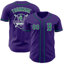 Load image into Gallery viewer, Custom Purple Kelly Green-White Authentic Baseball Jersey