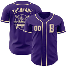 Load image into Gallery viewer, Custom Purple Cream Authentic Baseball Jersey
