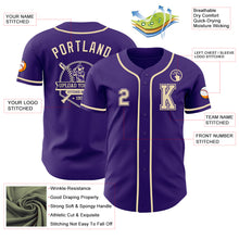 Load image into Gallery viewer, Custom Purple Cream Authentic Baseball Jersey