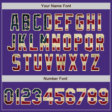 Load image into Gallery viewer, Custom Purple Vintage USA Flag-Cream Authentic Baseball Jersey