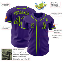 Load image into Gallery viewer, Custom Purple Black-Neon Green Authentic Baseball Jersey