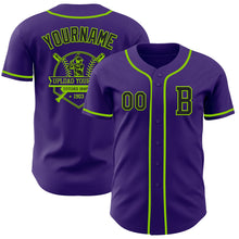 Load image into Gallery viewer, Custom Purple Black-Neon Green Authentic Baseball Jersey