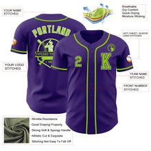 Load image into Gallery viewer, Custom Purple Neon Green-Black Authentic Baseball Jersey