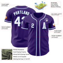 Load image into Gallery viewer, Custom Purple White-Light Blue Authentic Baseball Jersey