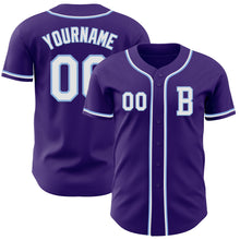 Load image into Gallery viewer, Custom Purple White-Light Blue Authentic Baseball Jersey