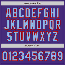 Load image into Gallery viewer, Custom Purple Light Blue-Red Authentic Baseball Jersey