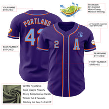 Load image into Gallery viewer, Custom Purple Electric Blue-Orange Authentic Baseball Jersey