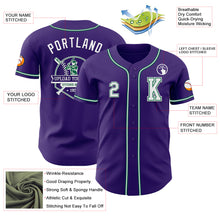 Load image into Gallery viewer, Custom Purple White-Kelly Green Authentic Baseball Jersey