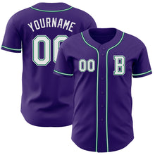 Load image into Gallery viewer, Custom Purple White-Kelly Green Authentic Baseball Jersey
