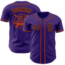 Load image into Gallery viewer, Custom Purple Black-Orange Authentic Baseball Jersey
