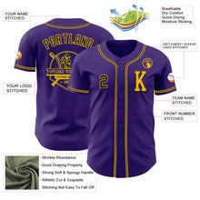 Load image into Gallery viewer, Custom Purple Black-Gold Authentic Baseball Jersey