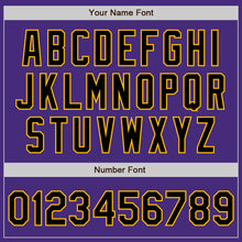 Load image into Gallery viewer, Custom Purple Black-Gold Authentic Baseball Jersey