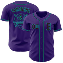 Load image into Gallery viewer, Custom Purple Black-Teal Authentic Baseball Jersey