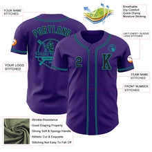 Load image into Gallery viewer, Custom Purple Black-Teal Authentic Baseball Jersey