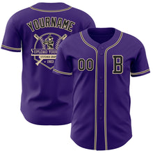 Load image into Gallery viewer, Custom Purple Black-City Cream Authentic Baseball Jersey