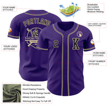 Load image into Gallery viewer, Custom Purple Black-City Cream Authentic Baseball Jersey