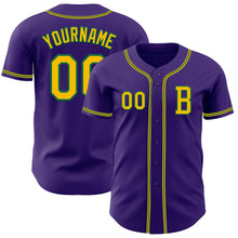 Load image into Gallery viewer, Custom Purple Yellow-Kelly Green Authentic Baseball Jersey
