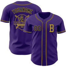 Load image into Gallery viewer, Custom Purple Black-Old Gold Authentic Baseball Jersey