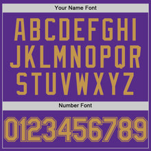 Load image into Gallery viewer, Custom Purple Old Gold Authentic Throwback Basketball Jersey