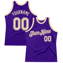 Load image into Gallery viewer, Custom Purple Cream Authentic Throwback Basketball Jersey