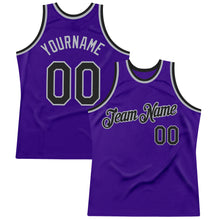 Load image into Gallery viewer, Custom Purple Black-Gray Authentic Throwback Basketball Jersey
