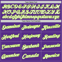 Load image into Gallery viewer, Custom Purple White-Neon Green Authentic Throwback Basketball Jersey