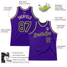 Load image into Gallery viewer, Custom Purple Black-Cream Authentic Throwback Basketball Jersey