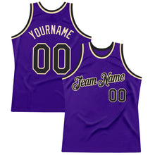 Load image into Gallery viewer, Custom Purple Black-Cream Authentic Throwback Basketball Jersey