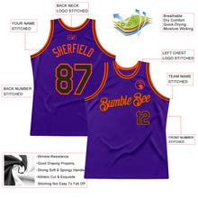 Load image into Gallery viewer, Custom Purple Black-Orange Authentic Throwback Basketball Jersey