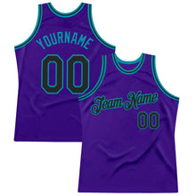 Load image into Gallery viewer, Custom Purple Black-Teal Authentic Throwback Basketball Jersey