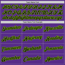 Load image into Gallery viewer, Custom Purple Black-Neon Green Authentic Throwback Basketball Jersey