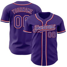 Load image into Gallery viewer, Custom Purple White-Red Authentic Baseball Jersey